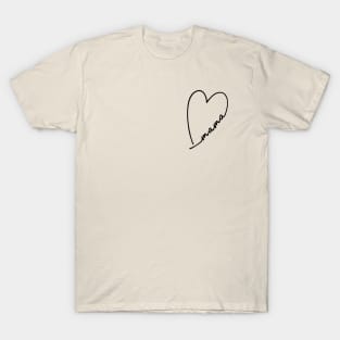 love heart mama design line art heart letters mothers day gift for moms T-Shirt